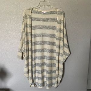 A’gaci cream gold and grey striped dolman sleeve cardigan size S small